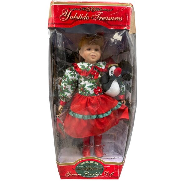Yuletide treasures genuine porcelain doll Anna 1996 special edition holly READ - Picture 1 of 8